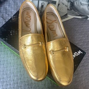 Sam Edelman LIOR Loafer in Gold Crinkle sz 8